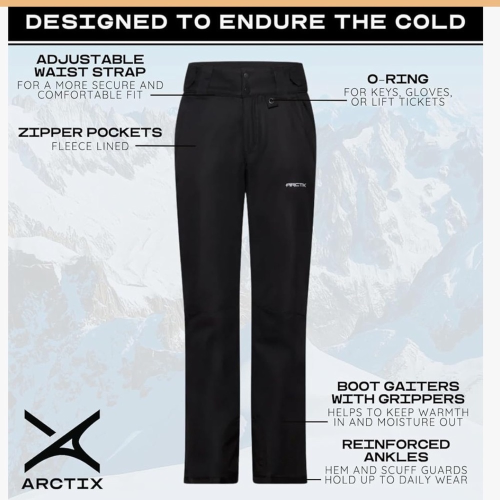 NWT Arctix Women's Insulated Snow Pants Black Large - Picture 4 of 11